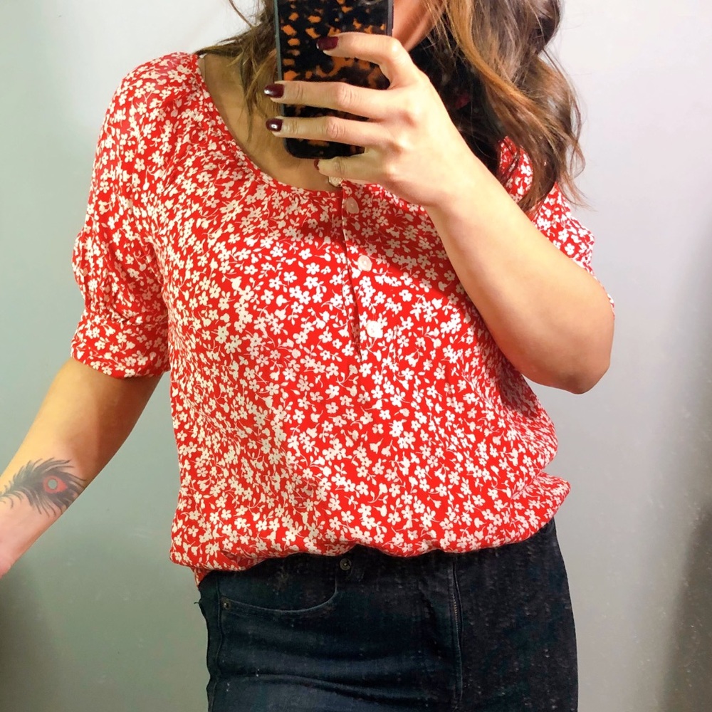 2 for $20 | J Crew red floral top